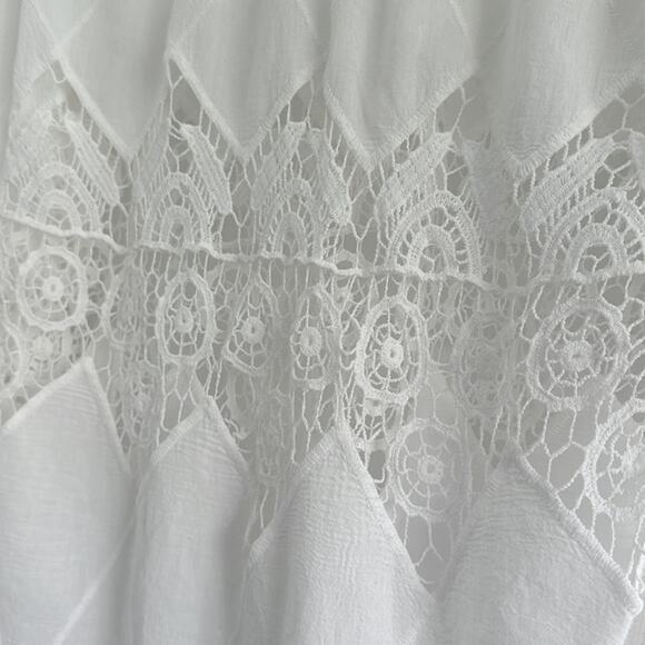 Crochet 3/4 Sleeve Tunic SzM beach pool restore spa bikini cover 100 % Cotton - Picture 6 of 8